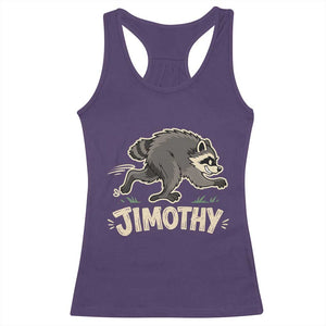 Funny Running Jimothy the Raccoon Racerback Tank Top Viral Seattle Trash Panda Meme TS02 Purple Print Your Wear
