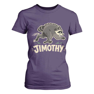 Funny Running Jimothy the Raccoon T Shirt For Women Viral Seattle Trash Panda Meme TS02 Purple Print Your Wear
