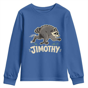 Funny Running Jimothy the Raccoon Youth Sweatshirt Viral Seattle Trash Panda Meme TS02 Royal Blue Print Your Wear