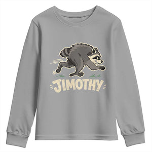 Funny Running Jimothy the Raccoon Youth Sweatshirt Viral Seattle Trash Panda Meme TS02 Sport Gray Print Your Wear
