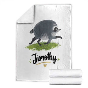 Cute Running Jimothy the Raccoon Throw Blanket Viral Seattle Trash Panda Meme TS02 White Print Your Wear