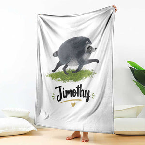 Cute Running Jimothy the Raccoon Throw Blanket Viral Seattle Trash Panda Meme TS02 Print Your Wear