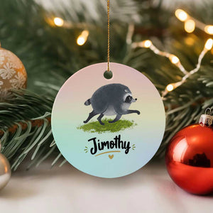 Cute Running Jimothy the Raccoon Ceramic Ornament Viral Seattle Trash Panda Meme TS02 1pc Pastel Print Your Wear