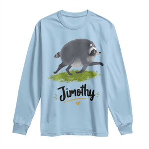 Cute Running Jimothy the Raccoon Long Sleeve Shirt Viral Seattle Trash Panda Meme TS02 Light Blue Print Your Wear