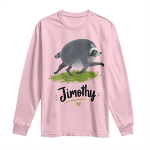 Cute Running Jimothy the Raccoon Long Sleeve Shirt Viral Seattle Trash Panda Meme TS02 Light Pink Print Your Wear
