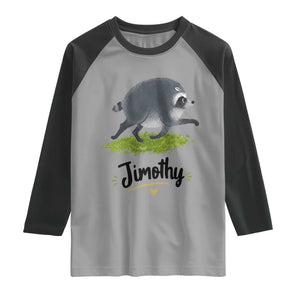 Cute Running Jimothy the Raccoon Raglan Shirt Viral Seattle Trash Panda Meme TS02 Sport Gray Black Print Your Wear
