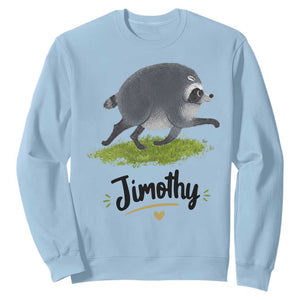 Cute Running Jimothy the Raccoon Sweatshirt Viral Seattle Trash Panda Meme TS02 Light Blue Print Your Wear