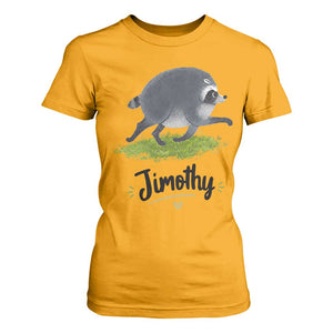 Cute Running Jimothy the Raccoon T Shirt For Women Viral Seattle Trash Panda Meme TS02 Gold Print Your Wear