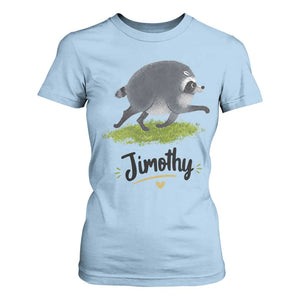 Cute Running Jimothy the Raccoon T Shirt For Women Viral Seattle Trash Panda Meme TS02 Light Blue Print Your Wear