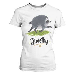 Cute Running Jimothy the Raccoon T Shirt For Women Viral Seattle Trash Panda Meme TS02 White Print Your Wear
