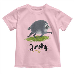 Cute Running Jimothy the Raccoon Toddler T Shirt Viral Seattle Trash Panda Meme TS02 Light Pink Print Your Wear