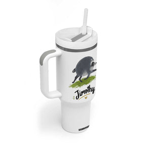 Cute Running Jimothy the Raccoon Tumbler With Handle Viral Seattle Trash Panda Meme TS02 Print Your Wear