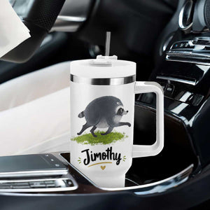 Cute Running Jimothy the Raccoon Tumbler With Handle Viral Seattle Trash Panda Meme TS02 Print Your Wear
