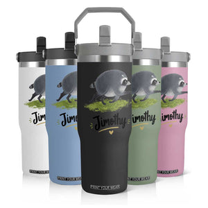 Cute Running Jimothy the Raccoon Flip Straw Tumbler Viral Seattle Trash Panda Meme TS02 Print Your Wear