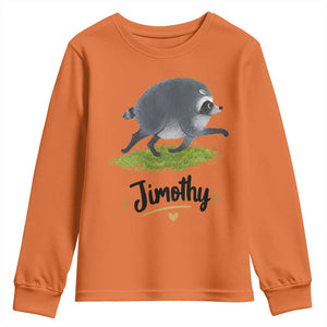 Cute Running Jimothy the Raccoon Youth Sweatshirt Viral Seattle Trash Panda Meme TS02 Orange Print Your Wear