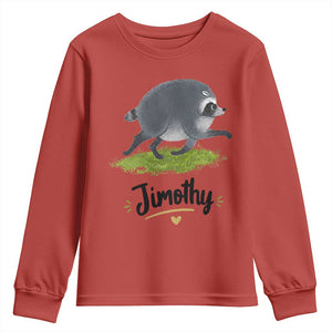 Cute Running Jimothy the Raccoon Youth Sweatshirt Viral Seattle Trash Panda Meme TS02 Red Print Your Wear