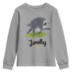 Cute Running Jimothy the Raccoon Youth Sweatshirt Viral Seattle Trash Panda Meme TS02 Sport Gray Print Your Wear