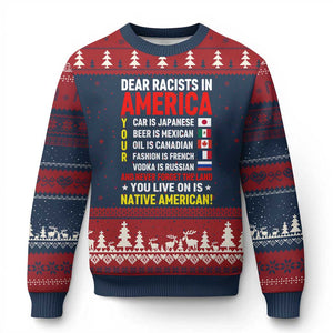 Dear Racists In America Land You Live On Is Native American Ugly Christmas Sweater Anti Racism Social Justice
