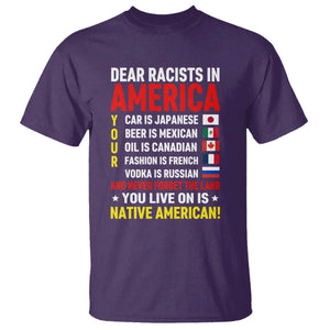Dear Racists In America Land You Live On Is Native American T Shirt Anti Racism Social Justice TS02 Purple Print Your Wear
