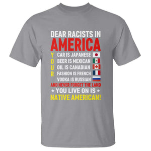 Dear Racists In America Land You Live On Is Native American T Shirt Anti Racism Social Justice TS02 Sport Gray Print Your Wear