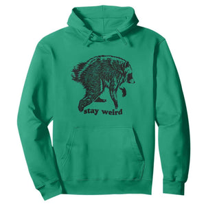 Stay Weird Jimothy the Raccoon Vintage Woodcut Style Graphic Hoodie Funny Seattle Trash Panda Meme