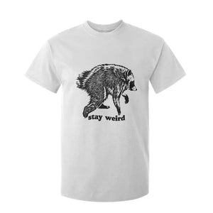 Stay Weird Jimothy the Raccoon Vintage Woodcut Style Graphic T Shirt For Kid Funny Seattle Trash Panda Meme