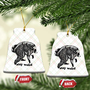 Stay Weird Jimothy the Raccoon Vintage Woodcut Style Graphic Ceramic Ornament Funny Seattle Trash Panda Meme