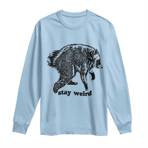 Stay Weird Jimothy the Raccoon Vintage Woodcut Style Graphic Long Sleeve Shirt Funny Seattle Trash Panda Meme