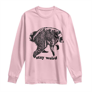 Stay Weird Jimothy the Raccoon Vintage Woodcut Style Graphic Long Sleeve Shirt Funny Seattle Trash Panda Meme