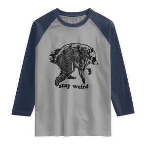 Stay Weird Jimothy the Raccoon Vintage Woodcut Style Graphic Raglan Shirt Funny Seattle Trash Panda Meme