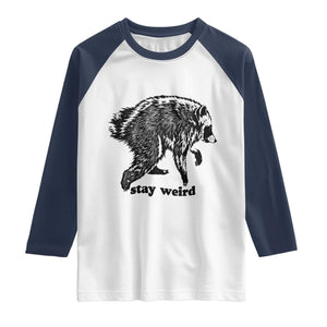 Stay Weird Jimothy the Raccoon Vintage Woodcut Style Graphic Raglan Shirt Funny Seattle Trash Panda Meme