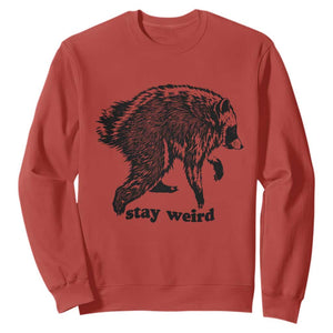 Stay Weird Jimothy the Raccoon Vintage Woodcut Style Graphic Sweatshirt Funny Seattle Trash Panda Meme
