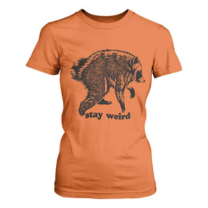 Stay Weird Jimothy the Raccoon Vintage Woodcut Style Graphic T Shirt For Women Funny Seattle Trash Panda Meme