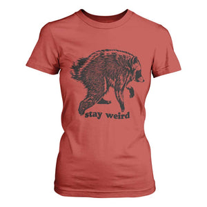 Stay Weird Jimothy the Raccoon Vintage Woodcut Style Graphic T Shirt For Women Funny Seattle Trash Panda Meme