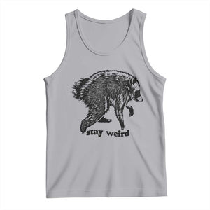 Stay Weird Jimothy the Raccoon Vintage Woodcut Style Graphic Tank Top Funny Seattle Trash Panda Meme