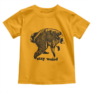 Stay Weird Jimothy the Raccoon Vintage Woodcut Style Graphic Toddler T Shirt Funny Seattle Trash Panda Meme
