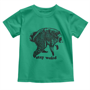Stay Weird Jimothy the Raccoon Vintage Woodcut Style Graphic Toddler T Shirt Funny Seattle Trash Panda Meme