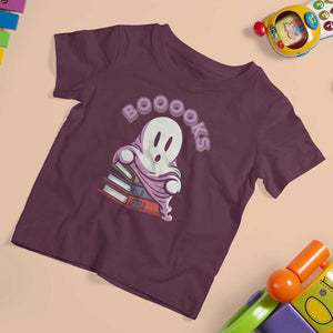 Halloween Reading T Shirt For Kid Booooks Cute Ghost Boo Sheet TS02 Maroon Print Your Wear