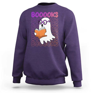 Halloween Reading Sweatshirt Booooks Cute Ghost Nerd Boo Sheet TS02 Purple Print Your Wear