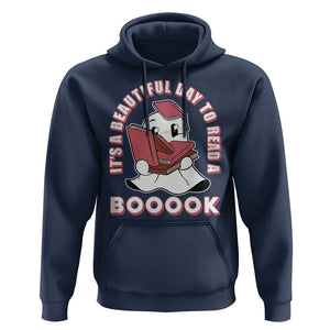 Halloween Reading Hoodie It's A Beautiful Day To Read A Book Cute Ghost Boo Sheet TS02 Navy Print Your Wear