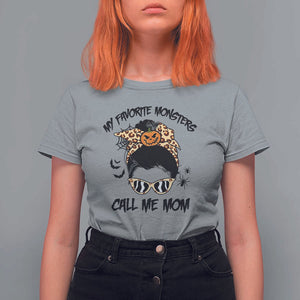 Halloween Mom T Shirt For Women My Favorite Monsters Call Me Mom Messy Bun Halloween Costume TS02 Sport Gray Print Your Wear