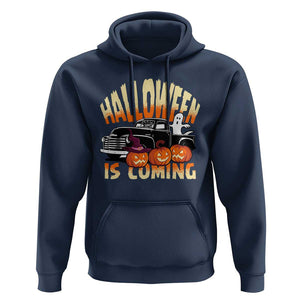 Halloween Season Hoodie Spooky Season Is Coming Scary Pumpkin Car TS02 Navy Print Your Wear