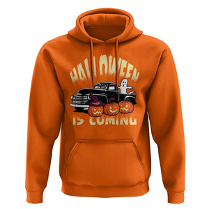 Halloween Season Hoodie Spooky Season Is Coming Scary Pumpkin Car TS02 Orange Print Your Wear