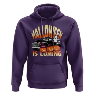 Halloween Season Hoodie Spooky Season Is Coming Scary Pumpkin Car TS02 Purple Print Your Wear