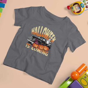 Halloween Season T Shirt For Kid Spooky Season Is Coming Scary Pumpkin Car TS02 Charcoal Print Your Wear