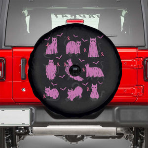 Breast Cancer Black Cat Spare Tire Cover Funny Ghost in Pink Support Squad TS02 Black Print Your Wear