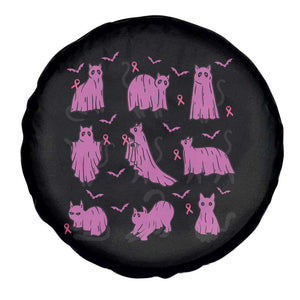 Breast Cancer Black Cat Spare Tire Cover Funny Ghost in Pink Support Squad TS02 Print Your Wear