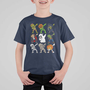 Halloween Costume T Shirt For Kid Spooky Dabbing Skeleton Zombie Scary Pumpkin TS02 Navy Print Your Wear