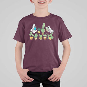 Halloween Gardening T Shirt For Kid Cute Gardener Boo Sheet Ghost Garden Plants Lover Halloween Costume TS02 Maroon Print Your Wear