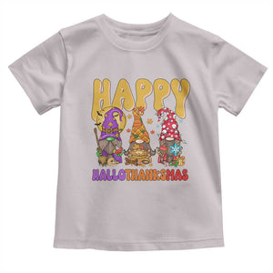 Happy HalloThanksMas Gnomes Baby Shirt Halloween Thanksgiving Christmas TS02 Ice Gray Print Your Wear